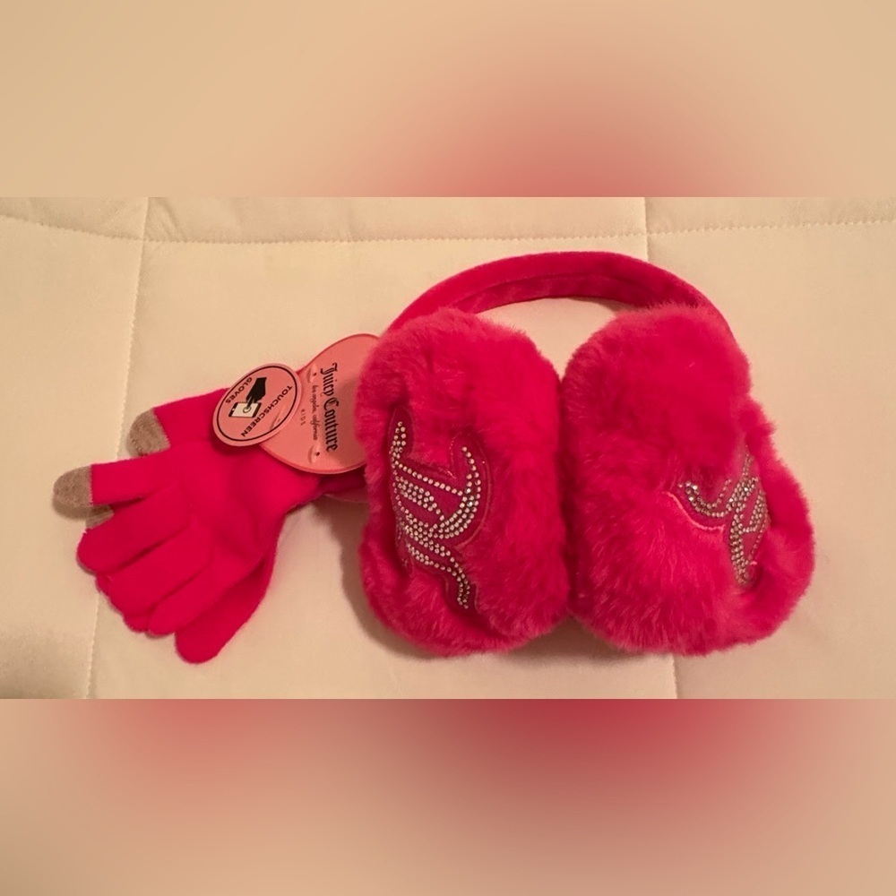 Juicy Couture Vibrant Pink Rhinestone Earmuffs